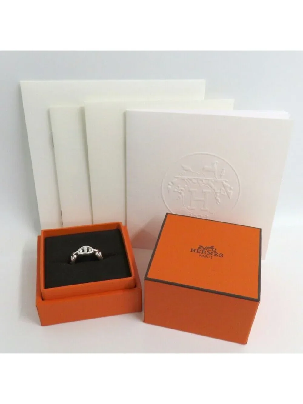 Hermes Ring Chaine D'ancre Enchainee PM 53 Silver
